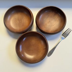 vintage wooden bowls mid century wood dishes hand carved handcrafted set of 3